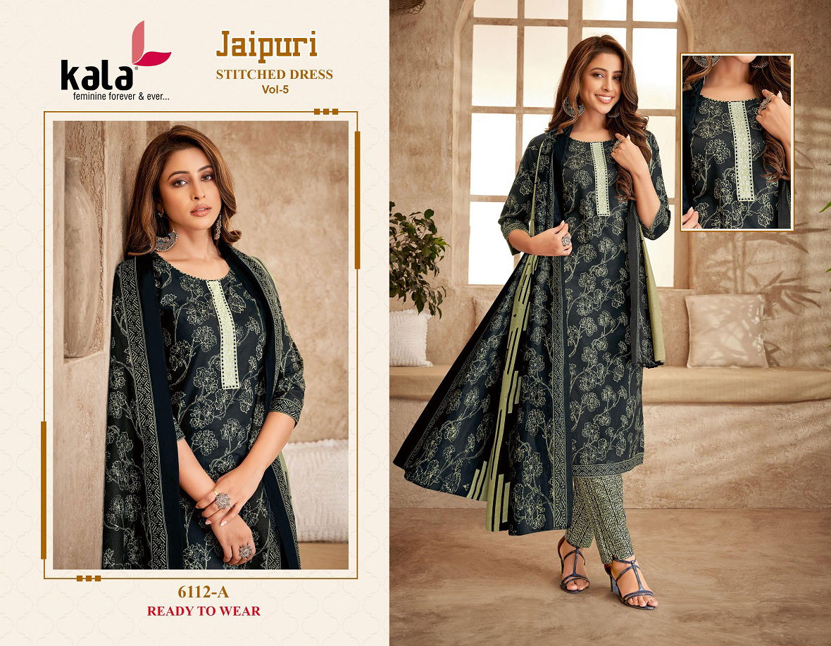 Jaipuri Vol 5 By Kala Printed Cotton Kurti With Bottom Dupatta Wholesalers In Delhi
